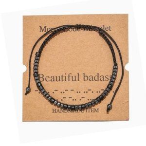 Morse Code Encouragement Bracelet Spells "Beautiful Badass" adjustable